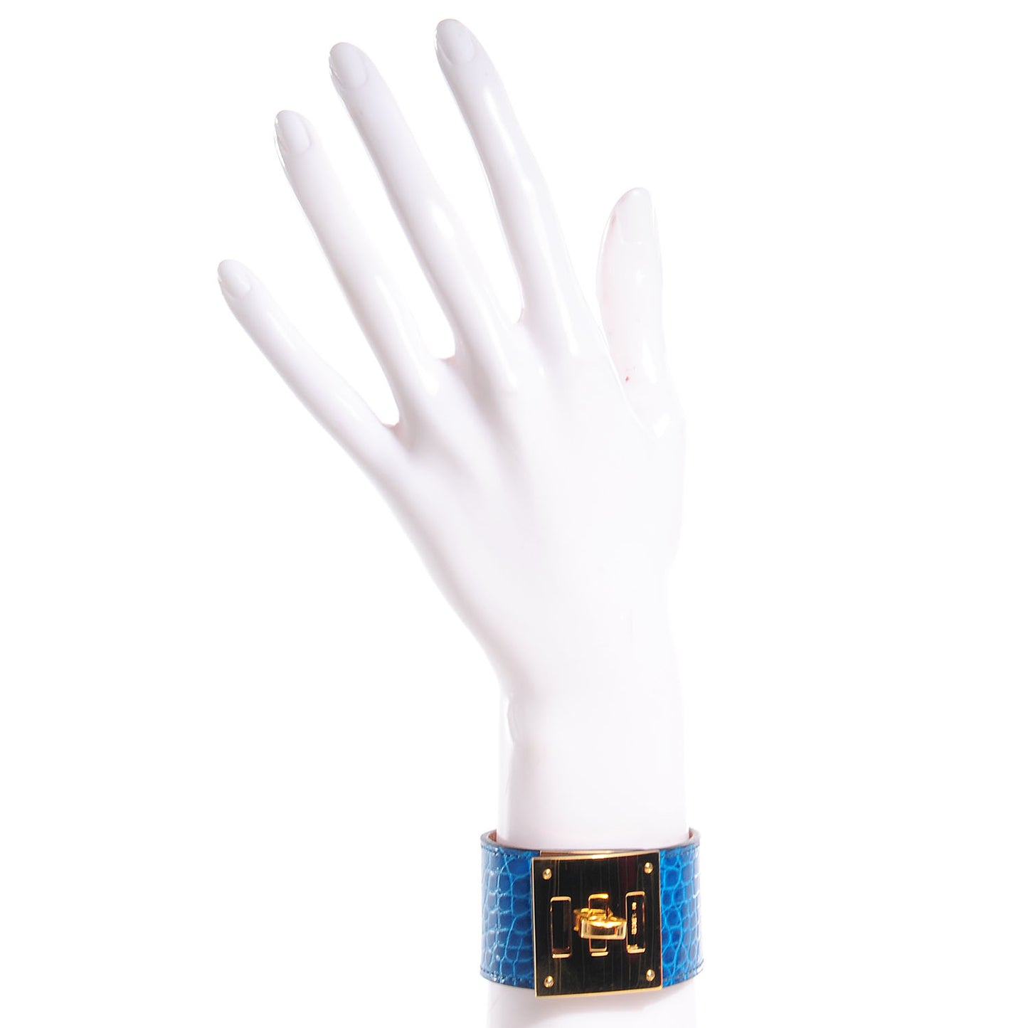 Shiny Alligator Kelly Dog Cuff Bleu Izmir
