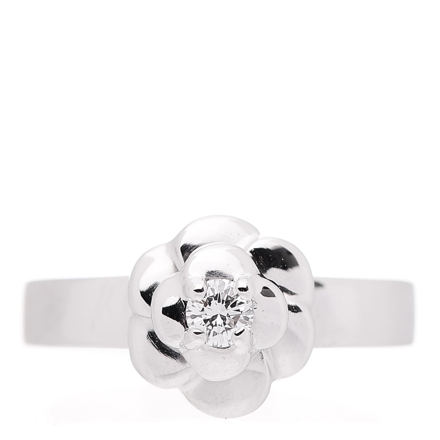 18K White Gold Diamond Camellia Ring 48 4.5