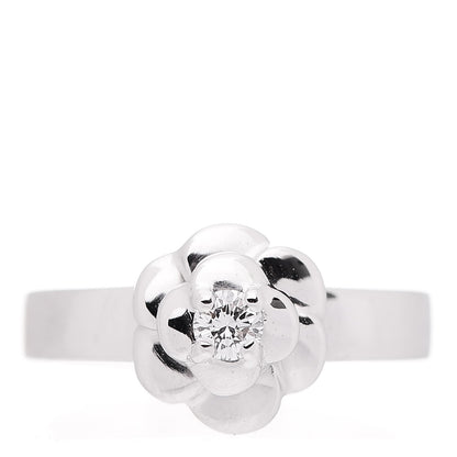 Chanel 18K White Gold Diamond Camellia Ring 48 4.5 1 of 5