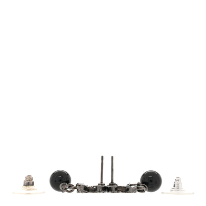 Chanel Crystal Bead CC Drop Earrings Ruthenium Black 3 of 5