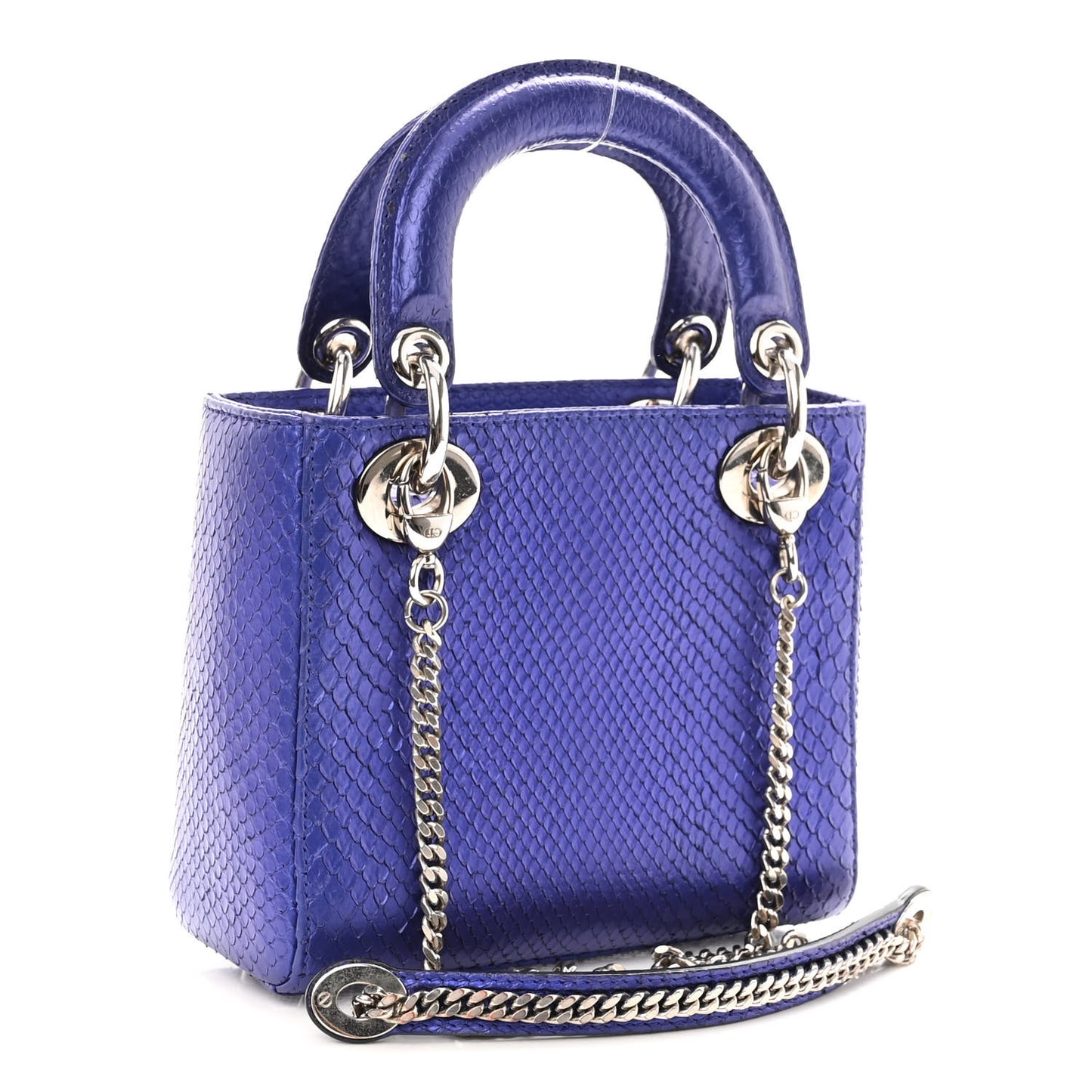 Metallic Snakeskin Mini Lady Dior Purple