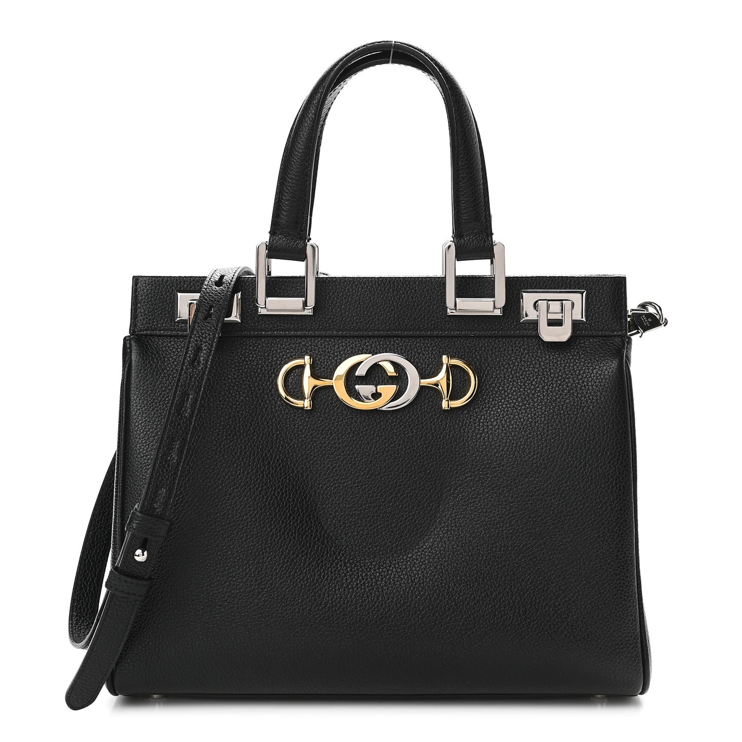 Grainy Calfskin Small Zumi Top Handle Bag Black