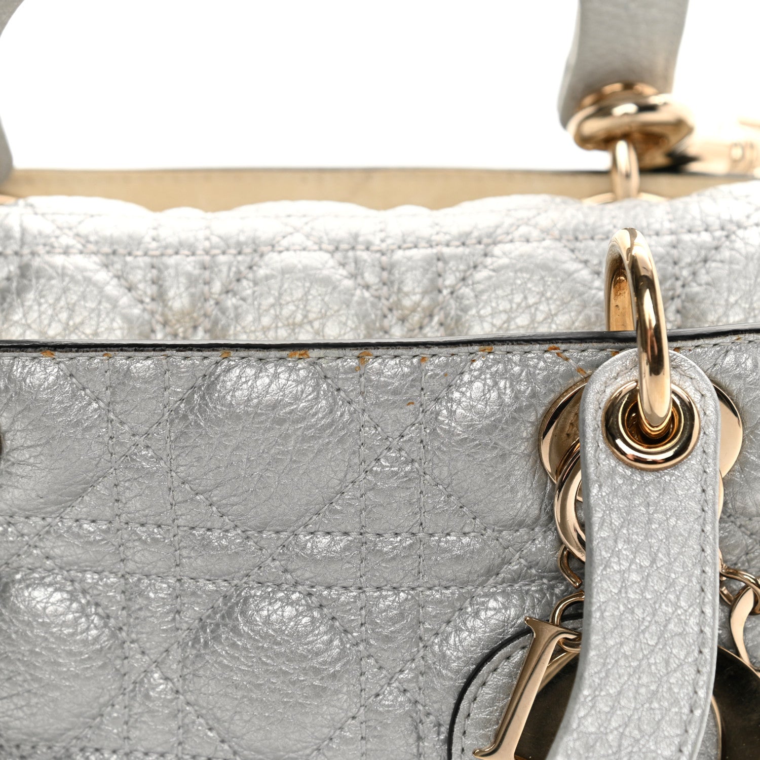Christian Dior Metallic Grained Calfskin Cannage Medium Supple Lady Dior Silver 15 of 20