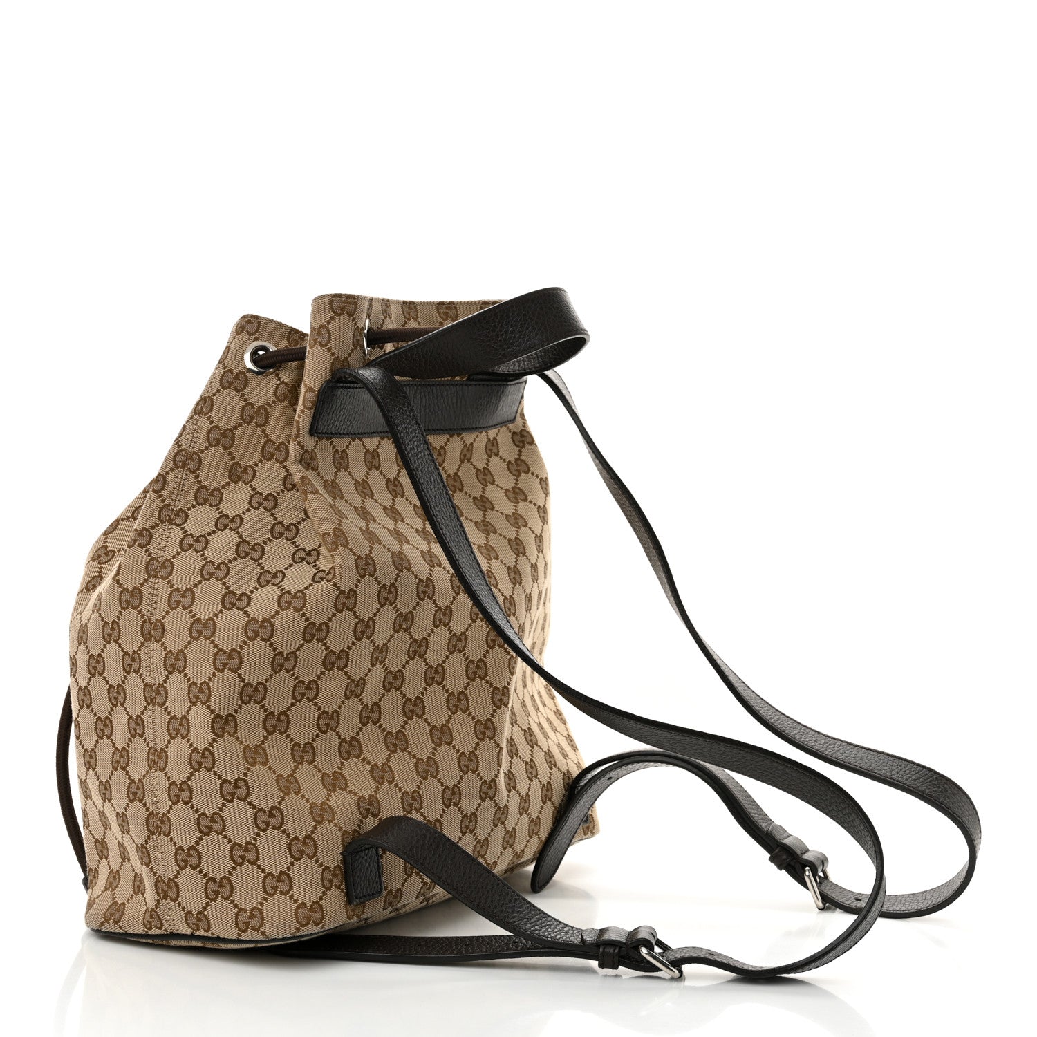 Gucci Monogram Dollar Calfskin O Drawstring Backpack Beige Ebony Testa di Moro Dark Chocolate 3 of 16
