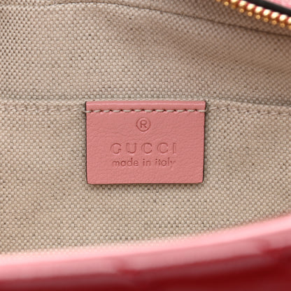 Gucci Azalea Calfskin Enamel Matelasse Diagonal Small Torchon GG Marmont Chain Shoulder Bag New Cherry Red Wild Rose 6 of 10