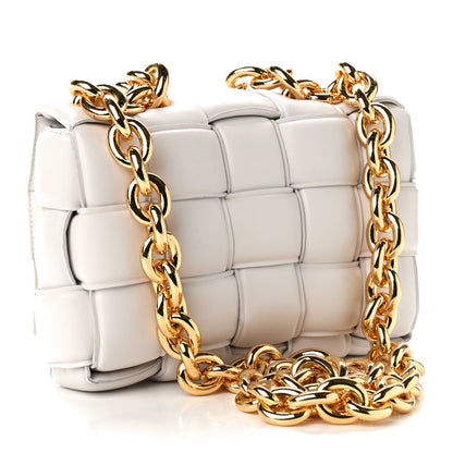 Bottega Veneta Lambskin Maxi Intreccio Padded Chain Cassette Crossbody Bag Chalk 2 of 9