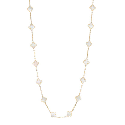 Van Cleef & Arpels 18K Yellow Gold Mother of Pearl 20 Motifs Vintage Alhambra Necklace 1 of 6