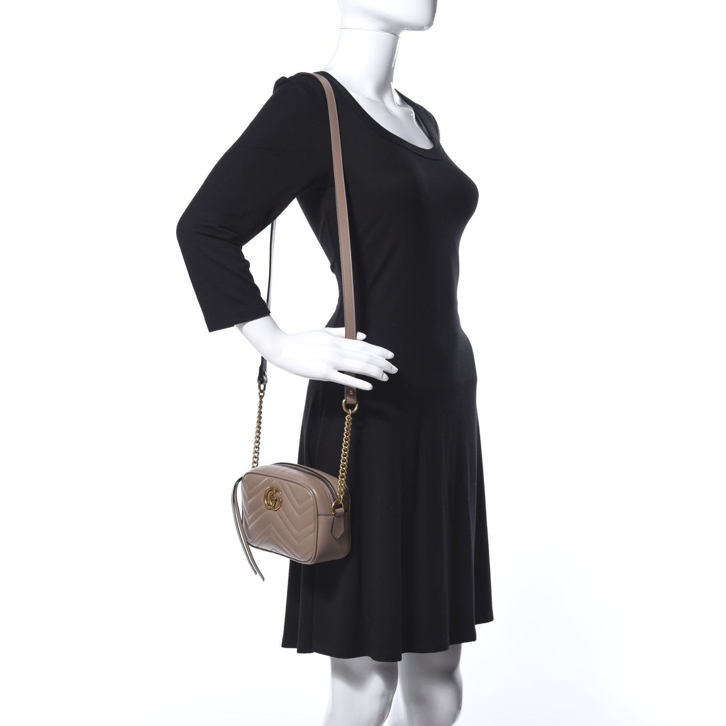 Calfskin Matelasse Mini GG Marmont Chain Shoulder Bag Porcelain Rose