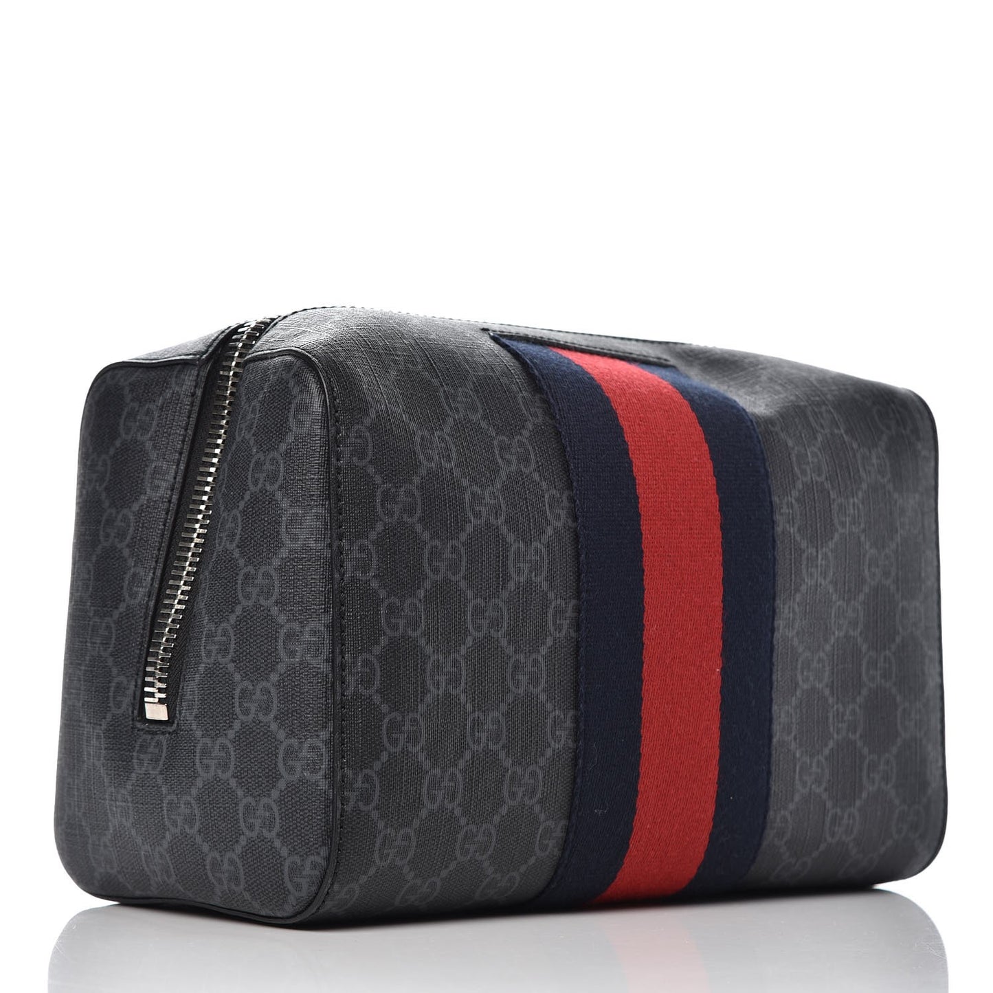 GG Supreme Monogram Web Toiletry Case Black Grey