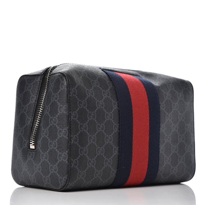 Gucci GG Supreme Monogram Web Toiletry Case Black Grey 3 of 8