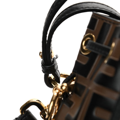 Fendi Vitello Liberty F is Fendi Bi-Color FF 1974 Embossed Mini Mon Tresor Bucket Bag Maya Black 13 of 14