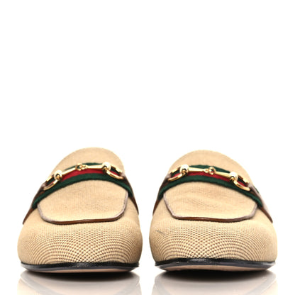 Gucci Canvas Vintage Charlotte Web Princetown Slippers 37 Sand Cuir 3 of 13