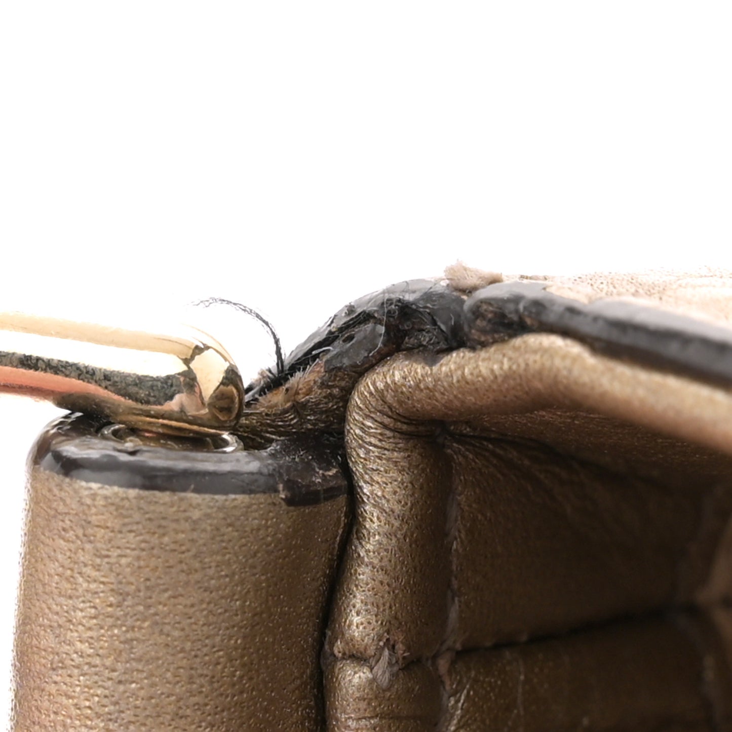 Metallic Pebbled Calfskin Small Soho Flap Crossbody Golden Beige
