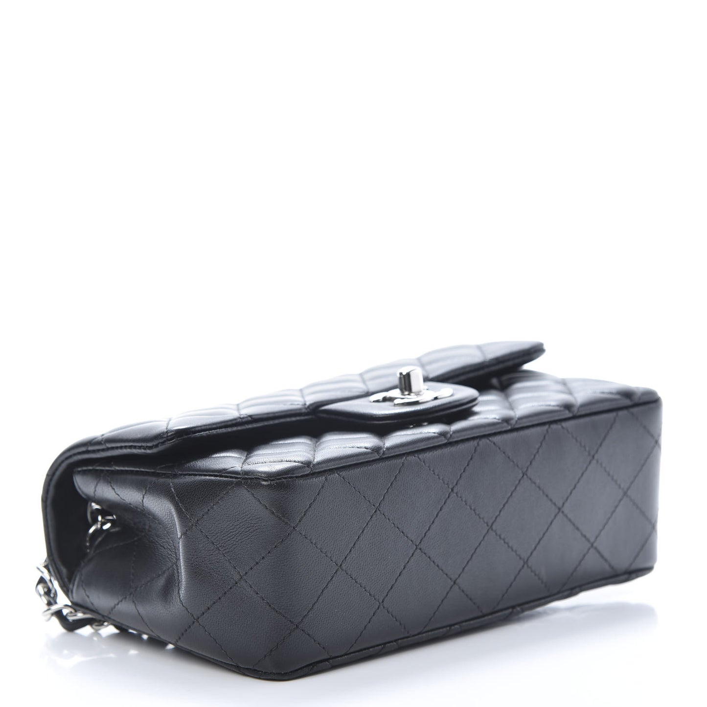 Lambskin Quilted Mini Rectangular Flap Black