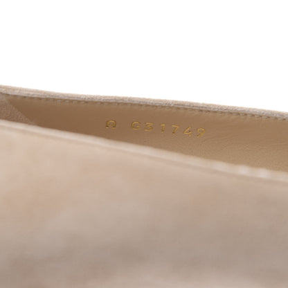 Chanel Suede Satin Cap Toe Low Heel Pumps 39.5 Beige Black 10 of 11