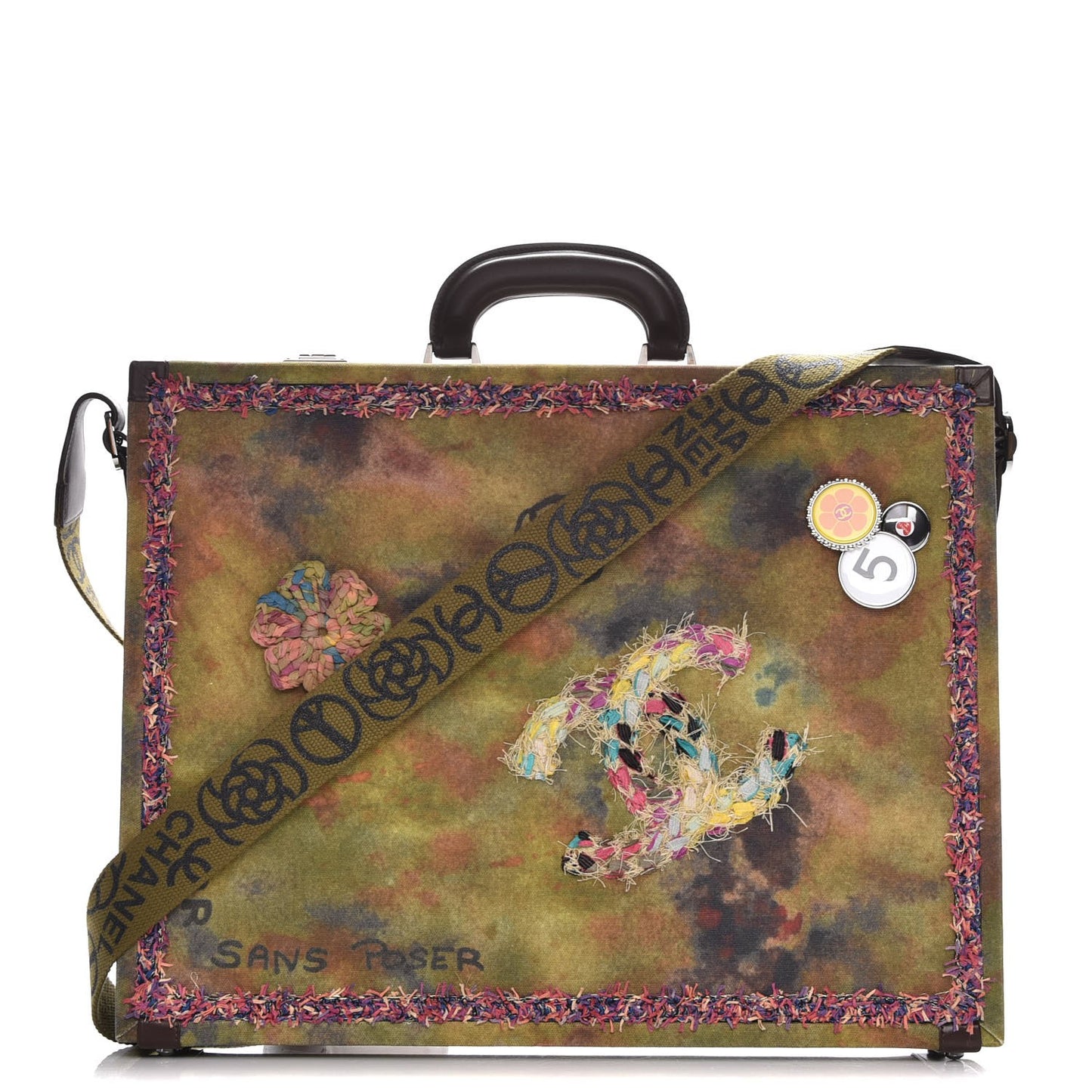 Washed Toile Graffiti On The Pavements Briefcase Khaki Multicolor