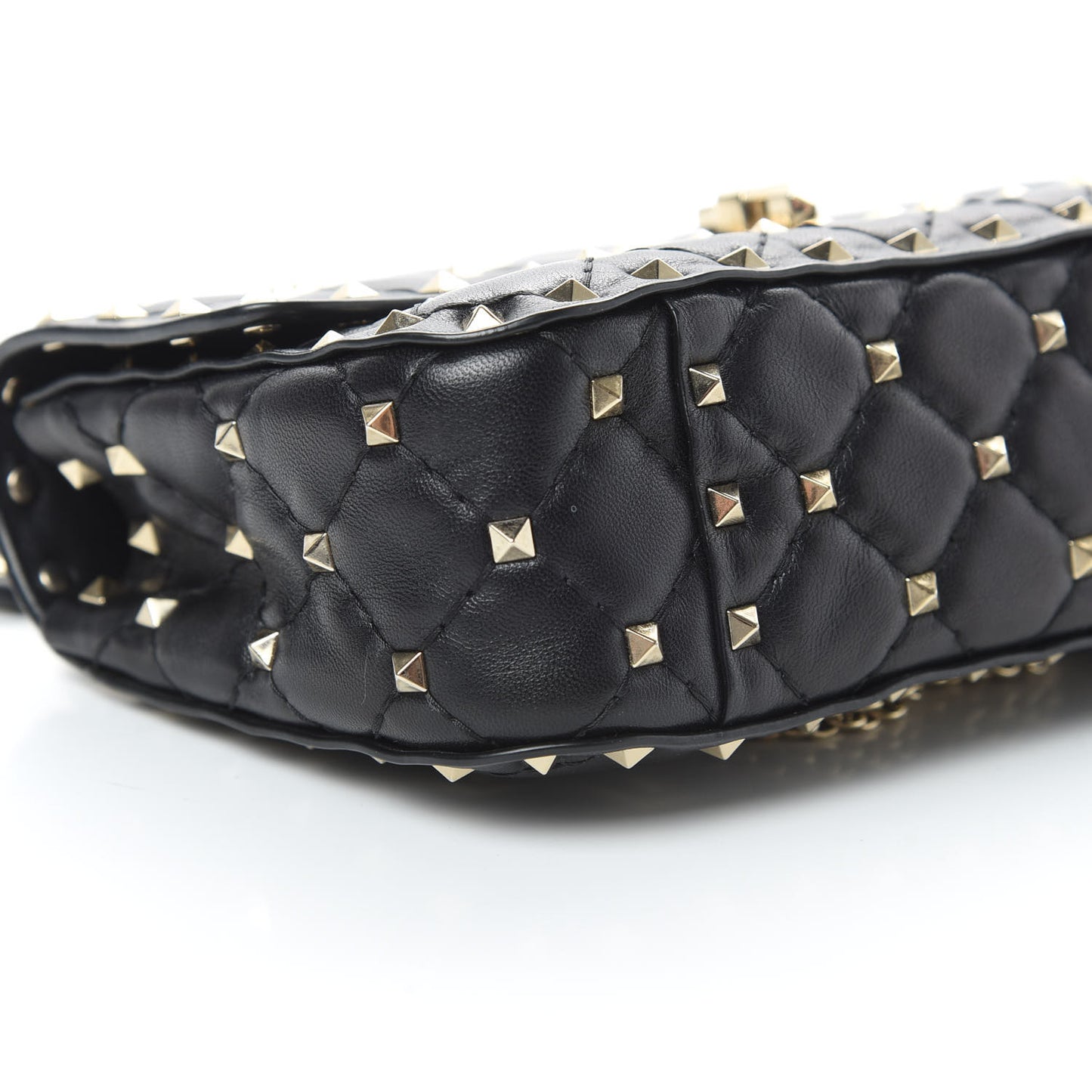 Lambskin Small Rockstud Spike Shoulder Bag Black