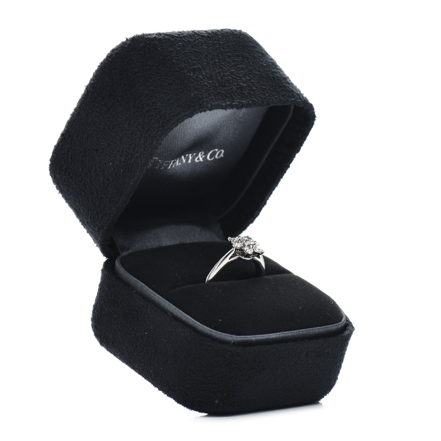 Tiffany Platinum Diamond Flower Ring 50 5.5 6 of 6