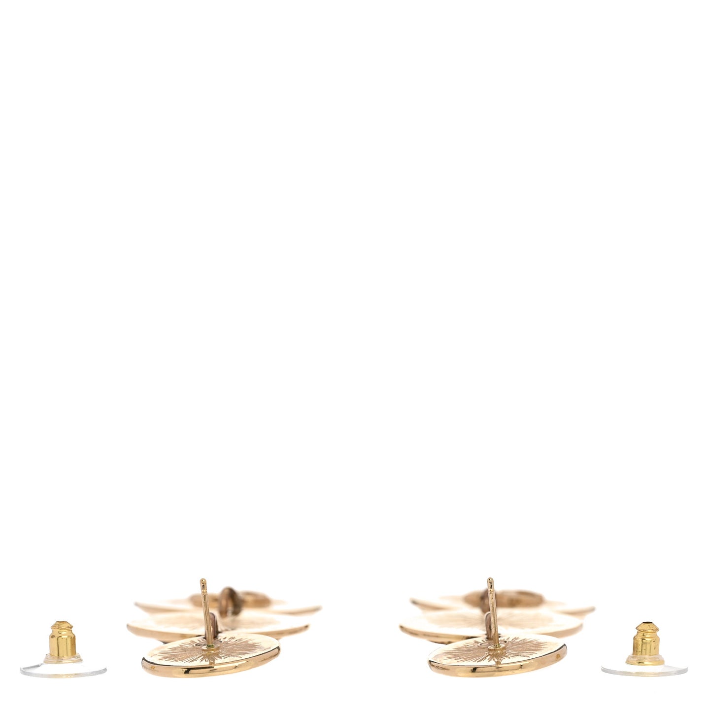 Enamel CC Disc Drop Medallion Earrings Gold Black