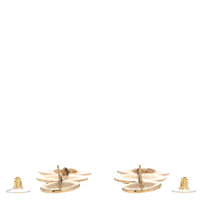 Chanel Enamel CC Disc Drop Medallion Earrings Gold Black 3 of 5