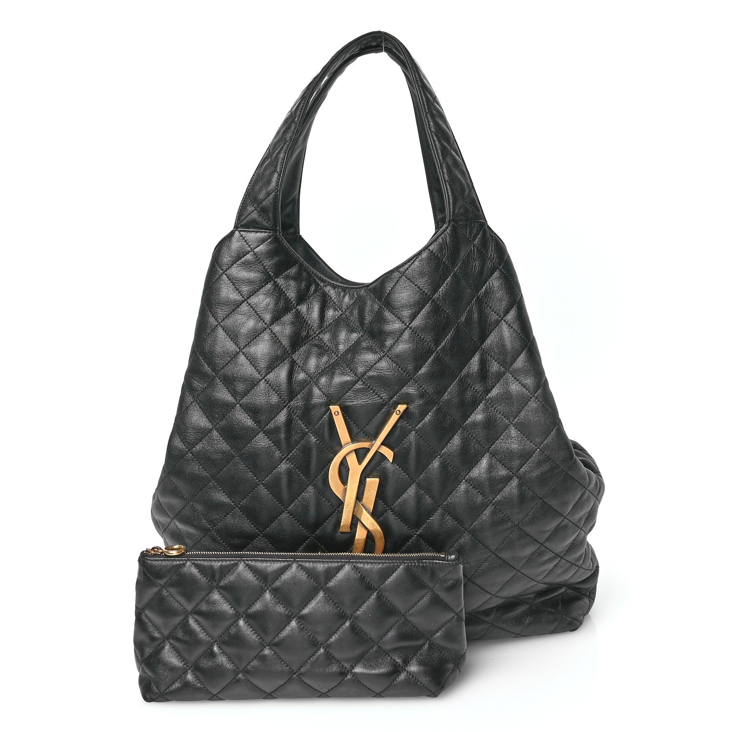 Saint Laurent Lambskin Quilted Maxi Icare Shopping Tote Black 3 of 12
