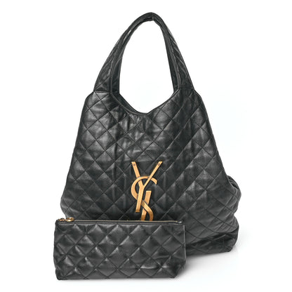 Saint Laurent Lambskin Quilted Maxi Icare Shopping Tote Black 3 of 12