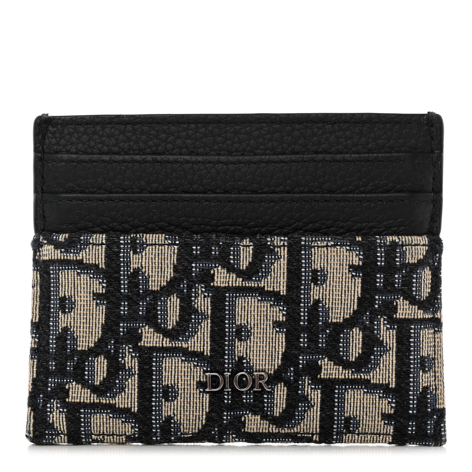 Christian Dior Grained Calfskin Oblique Card Holder Black 1 of 9