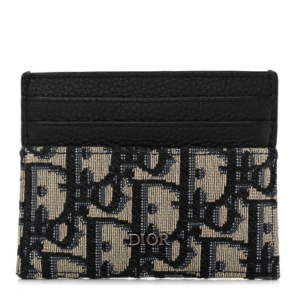 Christian Dior Grained Calfskin Oblique Card Holder Black 1 of 9