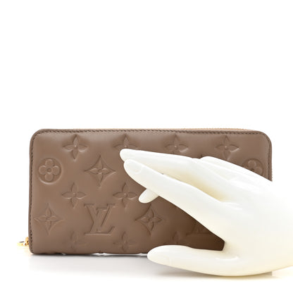 Louis Vuitton Lambskin Embossed Monogram Coussin Zippy Wallet Taupe 2 of 8