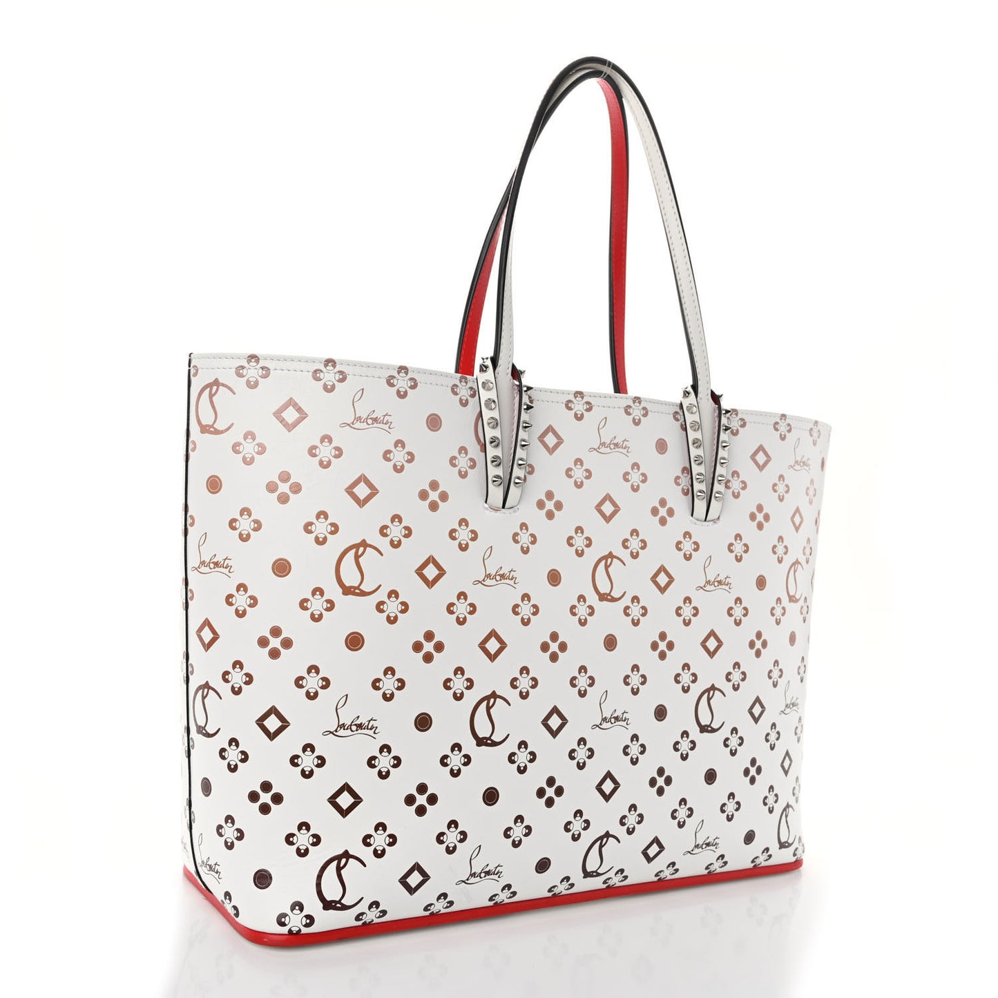 Calfskin Patent Degrade Loubinthesky East West Cabata Tote White
