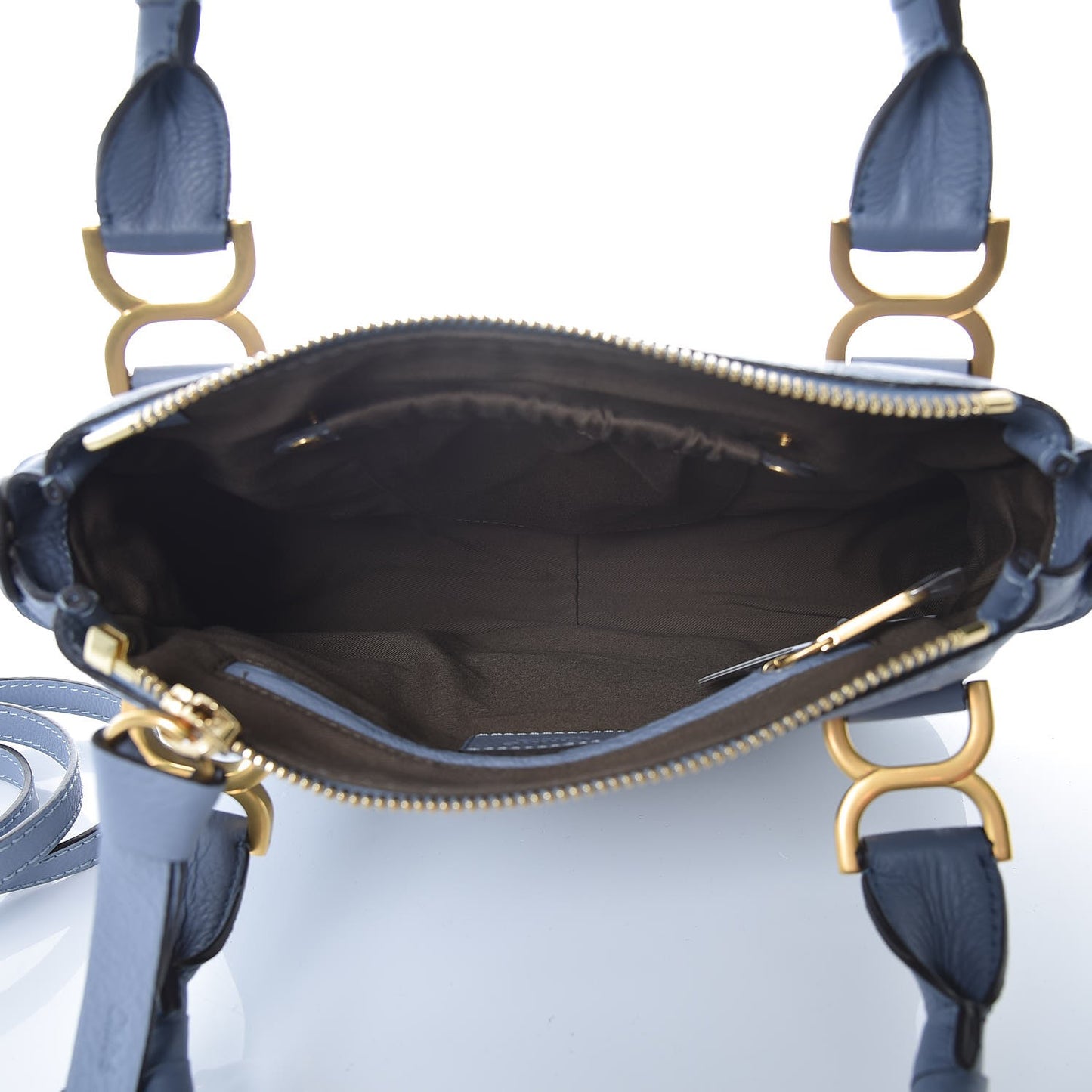 Calfskin Small Marcie Satchel Washed Blue