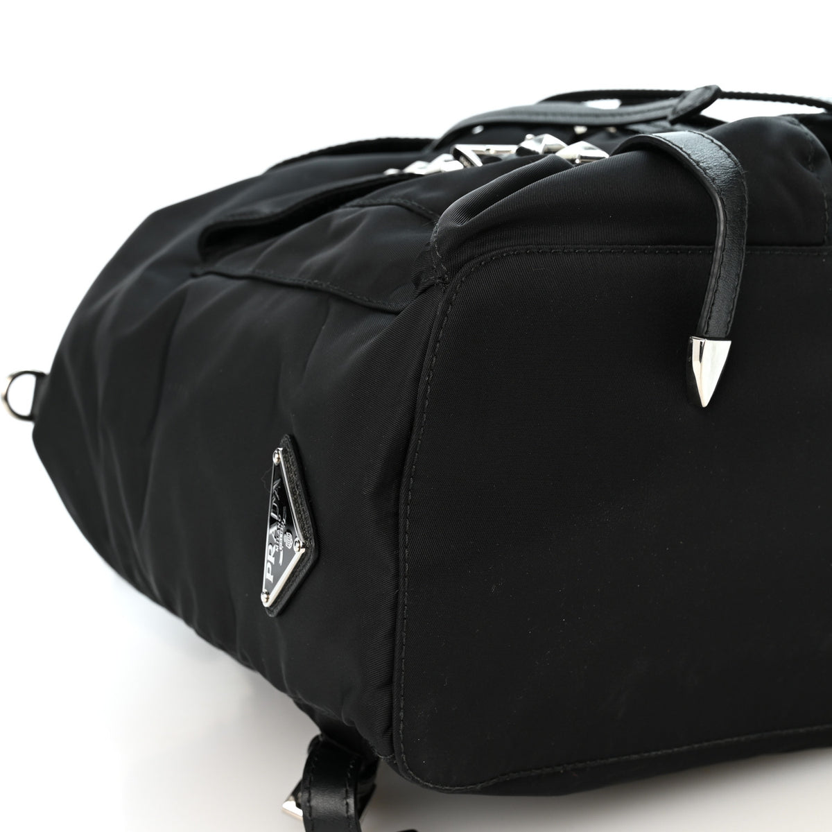 Prada Nylon New Vela Studded Backpack Black 9 of 11