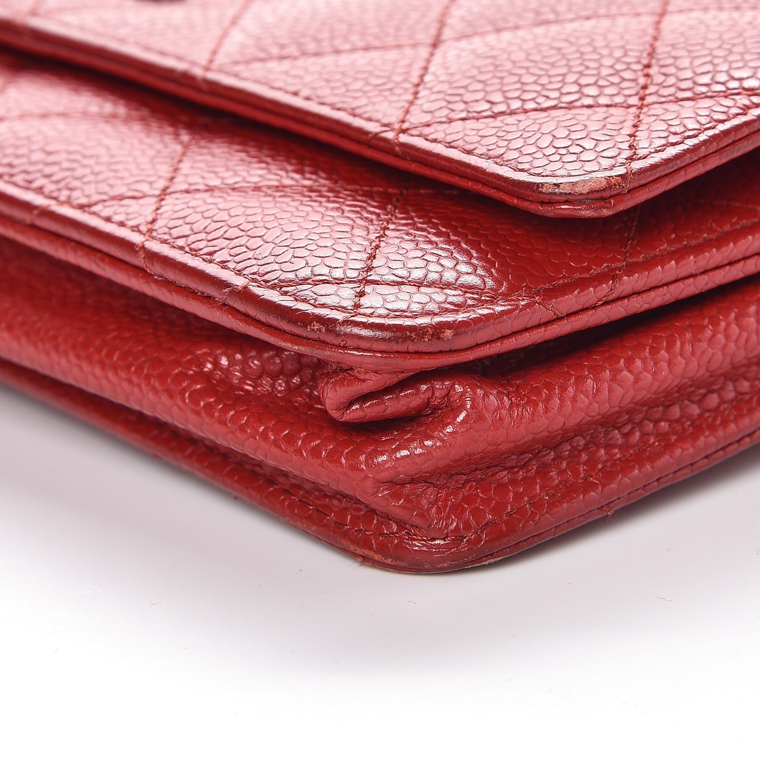 Chanel Caviar Quilted Wallet on Chain WOC Red 10 of 11