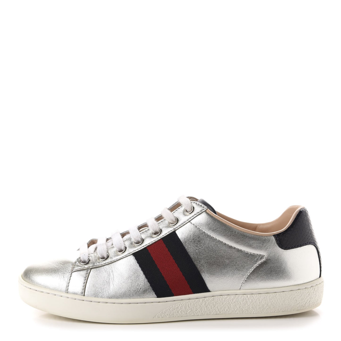Metallic Nappa Silk Ayers Web Womens Ace Sneakers 37 Silver