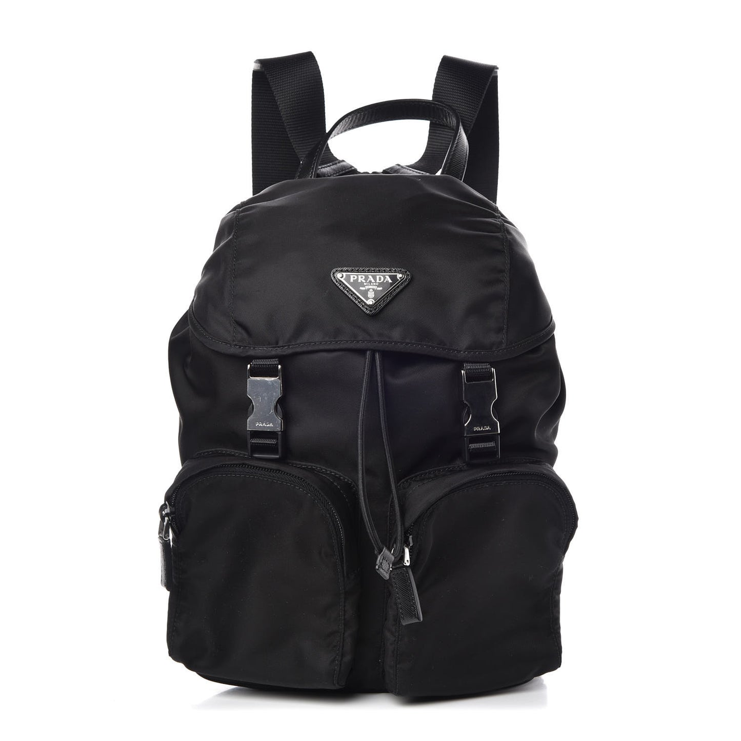 Nylon Vela Double Buckle Backpack Black