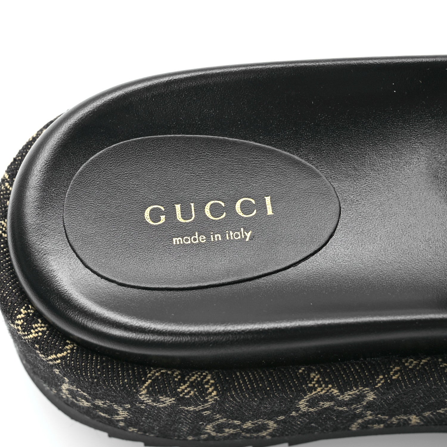 Gucci Jacquard Black Denim GG Monogram Angelina Platform 55mm Slide Sandals 40 Black Ivory 8 of 9