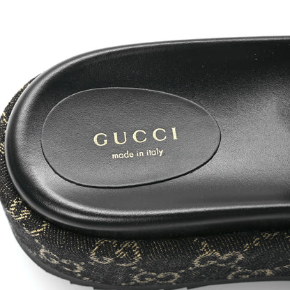 Gucci Jacquard Black Denim GG Monogram Angelina Platform 55mm Slide Sandals 40 Black Ivory 8 of 9