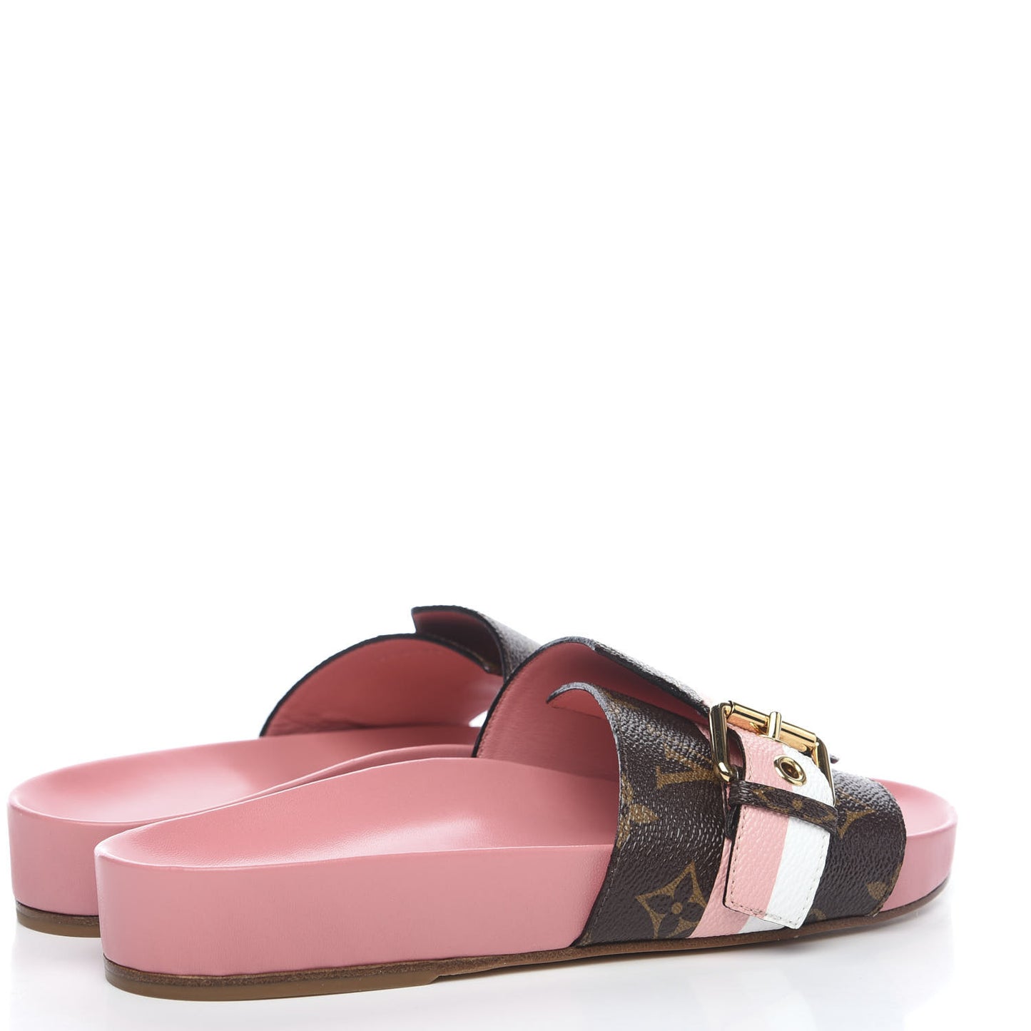 Patent Monogram Bom Dia Flat Mule 37 Rose White