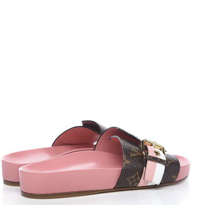 Louis Vuitton Patent Monogram Bom Dia Flat Mule 37 Rose White 4 of 8