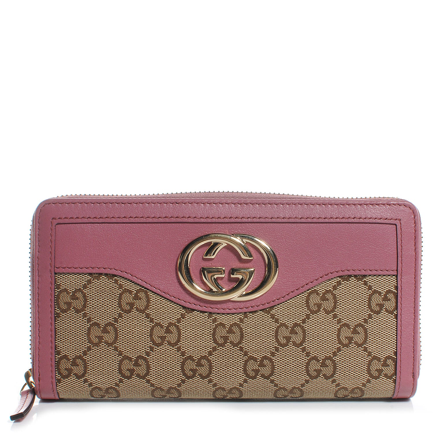Gucci Monogram Margaux Calfskin Sukey Zip Around Wallet Beige Ebony Vintage Rose 1 of 8