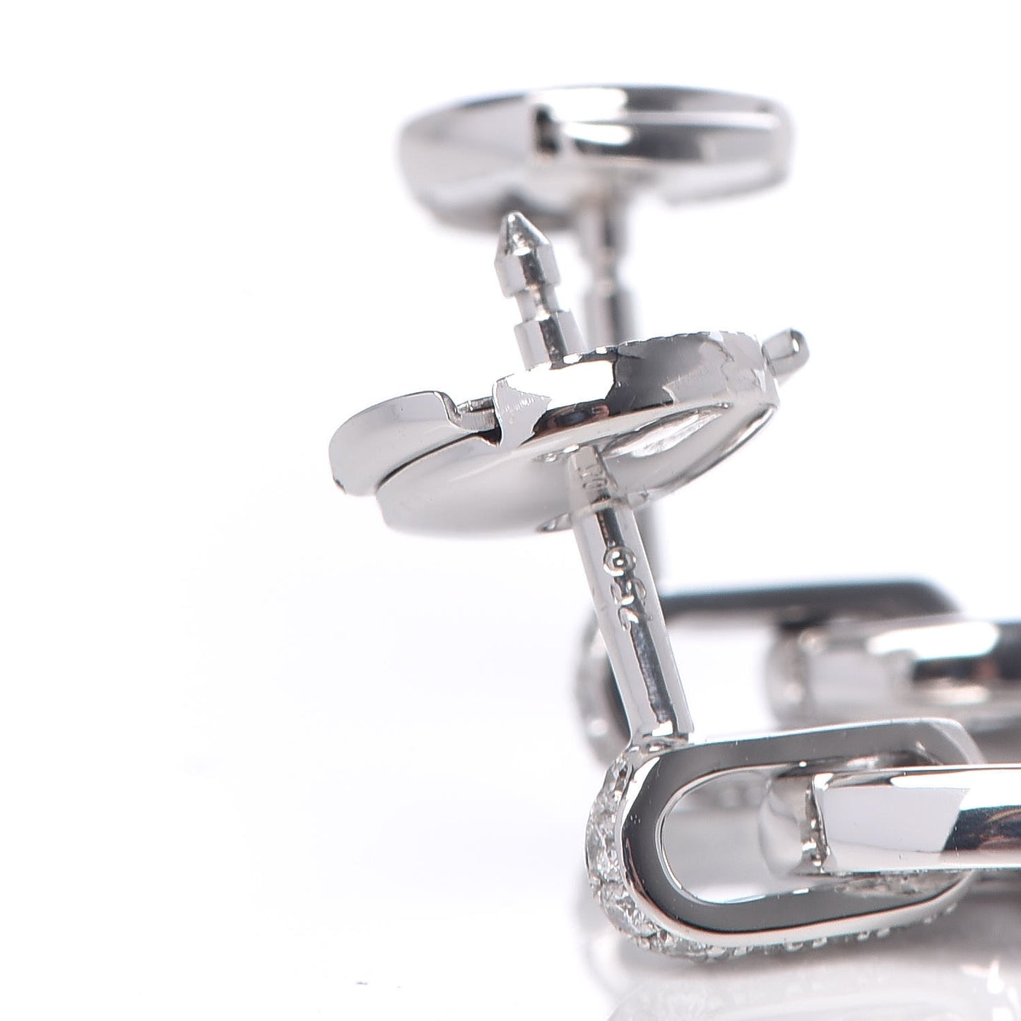 18K White Gold Diamond PM Chaine D'Ancre Enchainee Earrings