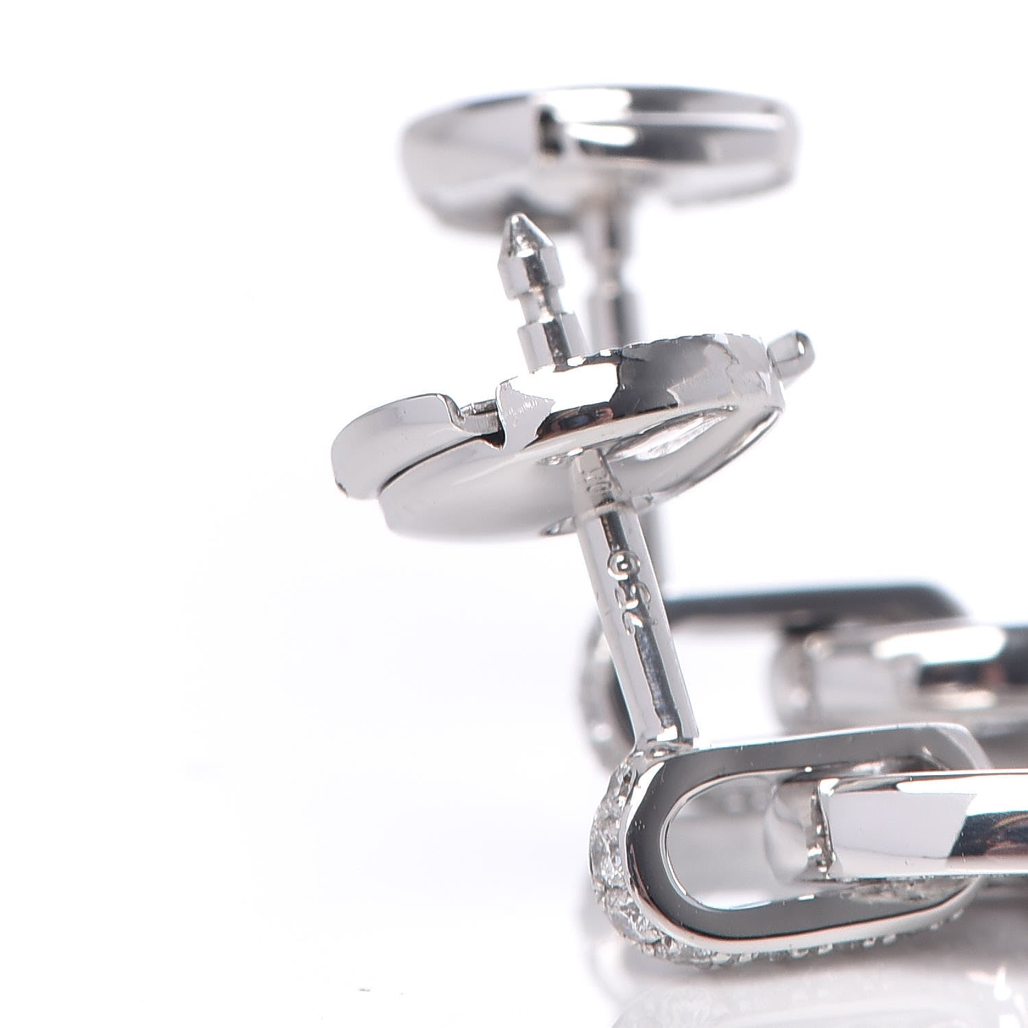 Hermes 18K White Gold Diamond PM Chaine D'Ancre Enchainee Earrings 3 of 6