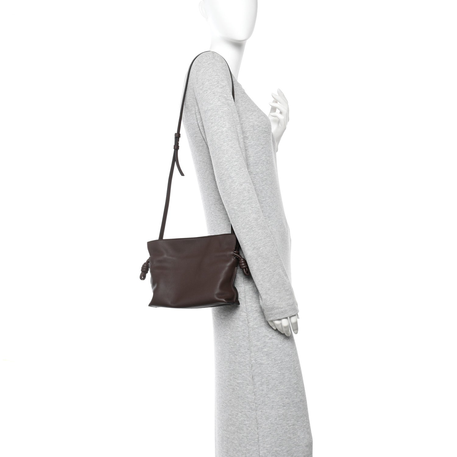 Loewe Calfskin Mini Flamenco Knot Clutch Chocolate 2 of 10