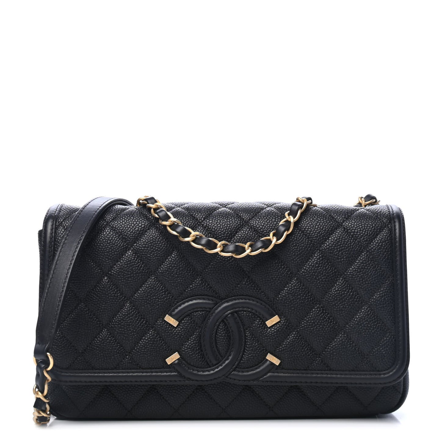 Caviar Quilted Medium CC Filigree Flap Black