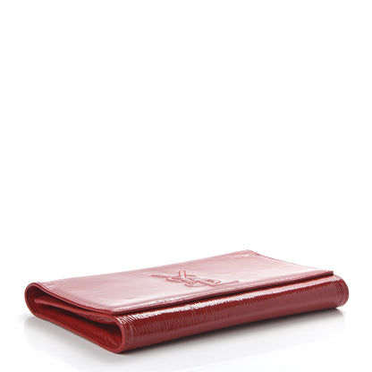 Saint Laurent Textured Patent Monogram Large Belle De Jour Clutch Red 4 of 9