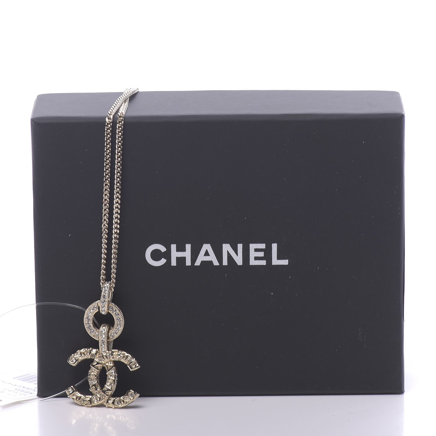 Chanel Crystal CC Logo Pendant Necklace Gold 6 of 6