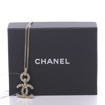 Chanel Crystal CC Logo Pendant Necklace Gold 6 of 6