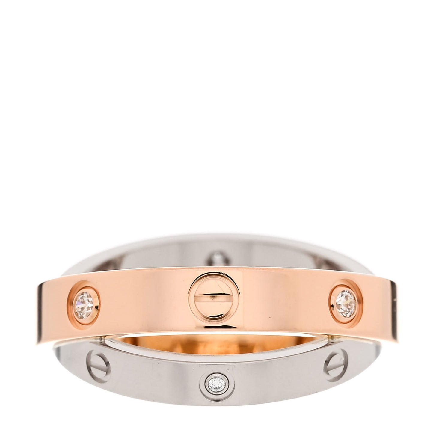 18K Pink White Gold 6 Diamonds LOVE Ring 48 4.5