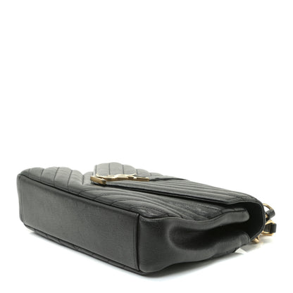 Saint Laurent Sheepskin Matelasse Chevron Monogram Medium College Bag Black 4 of 6