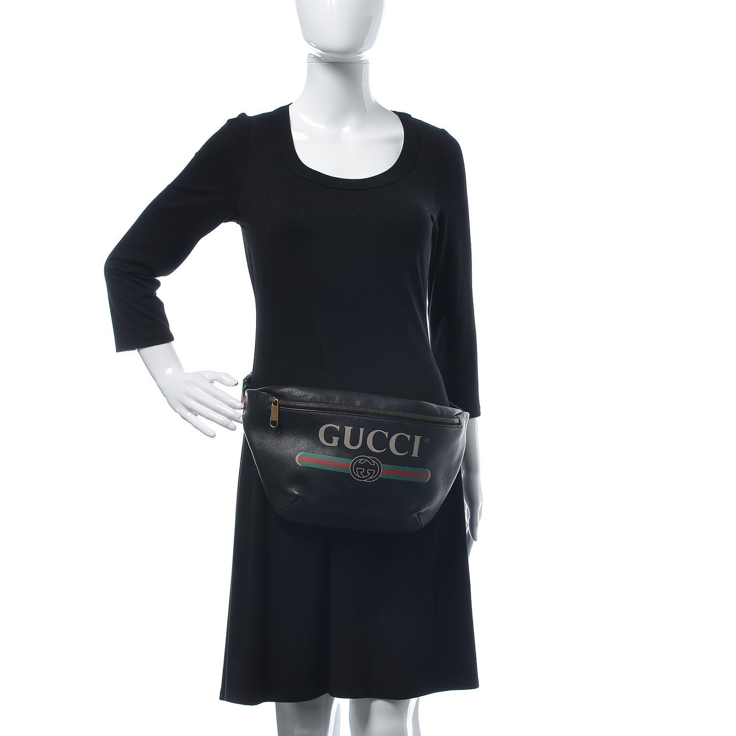 Grained Calfskin Logo Belt Bag Black